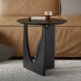 UNIK Nordic Round Solid Black Side Table onfront of Sofa